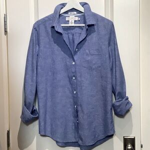 H&M Linen Cotton Blend Label of Gold Button Down Shirt Size 8 Minimal EUC !